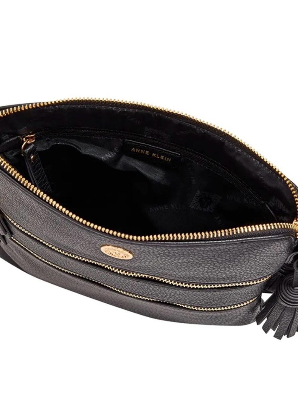 Anne Klein Black Crossbody Bag with Gold Hardware - Picture 3 of 5